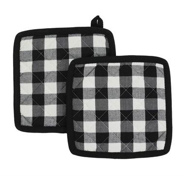 Annie Buffalo Check Black Pot Holder Set of 2 8x8 - The Fox Decor